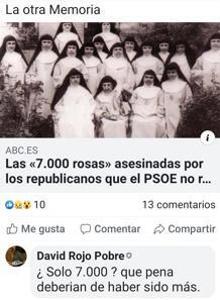 Imagen con la captura del comentario en Facebook